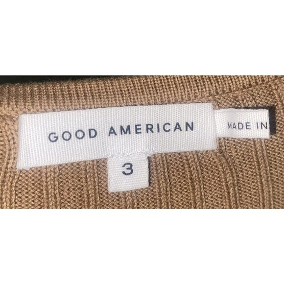 NWT GOOD AMERICAN Womens' Taupe Ribbed Sleeveless Sweater Dress Size 3 $149. - Picture 5 of 9